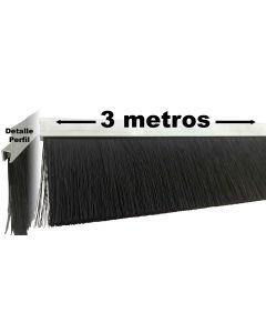 Cepillo Fibra PP Negra AntiUV con Perfil de Aluminio tipo H L=90mm, Ø0,30mm (Barra de 3 Metros)