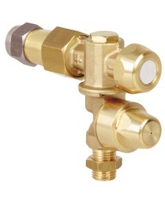 Jet Atomizador Doble Regulador G1/4" Macho con Antigota Ø 1,5mm Boq.+Regulable Ø1,2mm Boq.-Fija.
