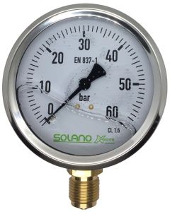 Manómetro Inoxidable Glicerina Vertical Ø100, 0-60 bar, 1/2"