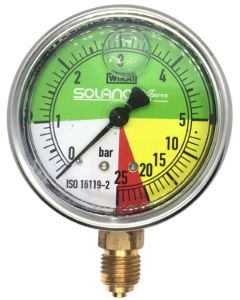 Manómetro Isométrico Inoxidable Glicerina Vertical, Ø 100, 0-25 bar, 1/2"