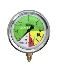 Manómetro Isométrico Inoxidable Glicerina Vertical, Ø 63, 0-5/25 bar, 1/4"