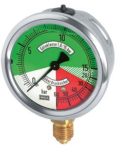 Manómetro Isométrico Inoxidable Glicerina Vertical, Ø 63, 0-15/60 bar, 1/4"