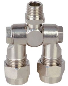 Portaboquillas Latón Articulado, Doble Macho con Girador G3/8", G1/4"