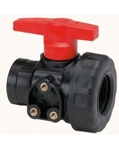 Válvula Bola PP Flujo On-Off, 2 Vías, H-H, Leva Larga, G1"1/4, 10 bar