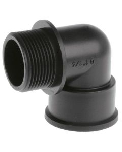 Empalme PP 90º, M-H, G1"1/2, Ø=38 mm