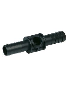 Racor Doble para Mangueras Portaboquillas PP, Ø Lat/Central 26 mm - 10,5 mm, L=80 mm